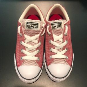 Red and White Low Top Converse
